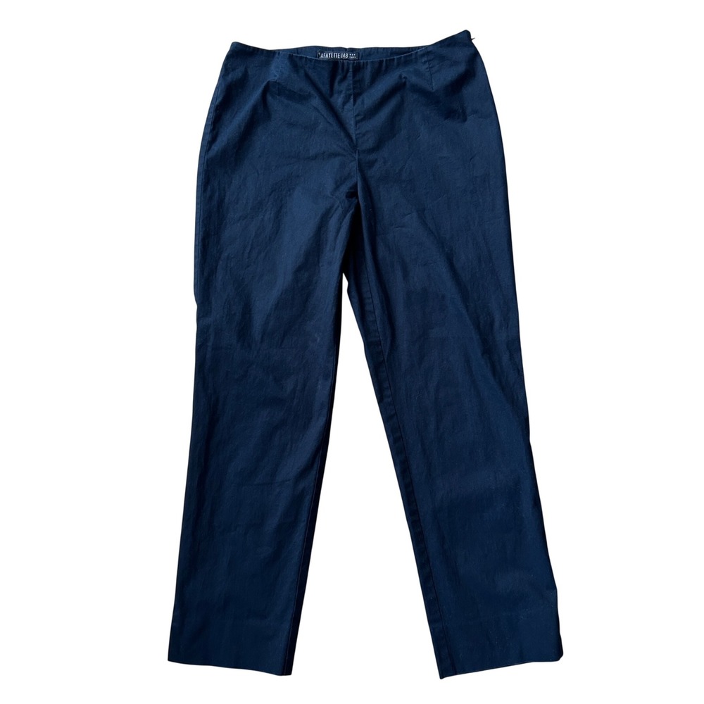 Lafayette 148 New York Navy Blue Cotton Stretch Side Zip Ankle Pants Womens 4